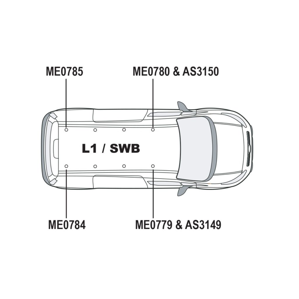Clear view of Ford Transit Connect roof dimensions