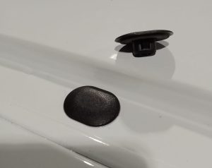 Close up of Ford Transit Connect roof mounting points covers