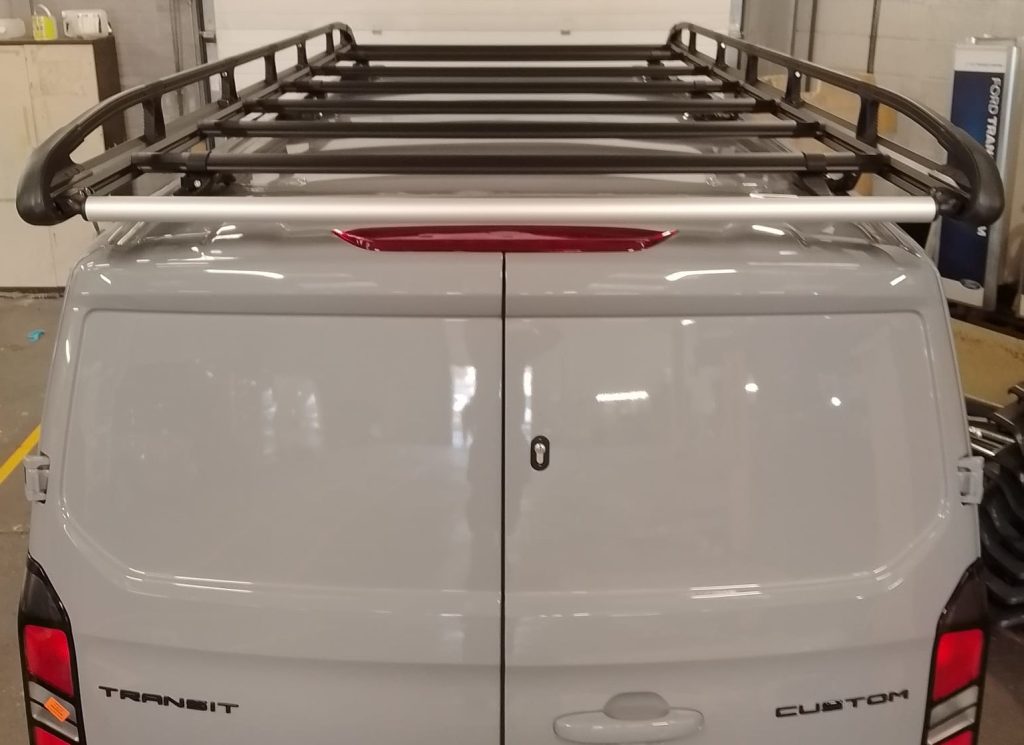 Rear view of fitted Rhino Black KammRack